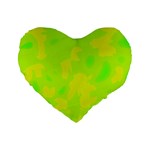 Simple yellow and green Standard 16  Premium Heart Shape Cushions