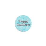 Happy holidays blue pattern 1  Mini Buttons