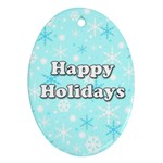 Happy holidays blue pattern Ornament (Oval) 