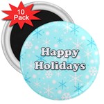 Happy holidays blue pattern 3  Magnets (10 pack) 