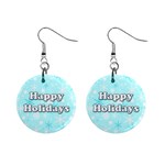 Happy holidays blue pattern Mini Button Earrings