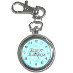 Happy holidays blue pattern Key Chain Watches