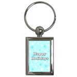 Happy holidays blue pattern Key Chains (Rectangle) 
