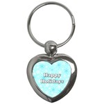 Happy holidays blue pattern Key Chains (Heart) 
