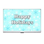 Happy holidays blue pattern Business Card Holders