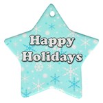Happy holidays blue pattern Star Ornament (Two Sides) 
