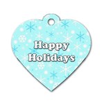 Happy holidays blue pattern Dog Tag Heart (Two Sides)