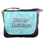 Happy holidays blue pattern Messenger Bags