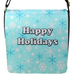 Happy holidays blue pattern Flap Messenger Bag (S)