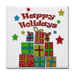Happy Holidays - gifts and stars Tile Coasters