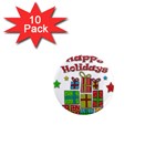 Happy Holidays - gifts and stars 1  Mini Magnet (10 pack) 