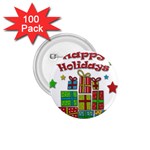 Happy Holidays - gifts and stars 1.75  Buttons (100 pack) 