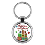Happy Holidays - gifts and stars Key Chains (Round) 