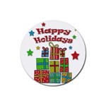 Happy Holidays - gifts and stars Rubber Coaster (Round) 