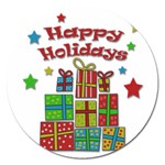 Happy Holidays - gifts and stars Magnet 5  (Round)