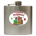 Happy Holidays - gifts and stars Hip Flask (6 oz)