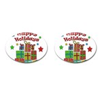 Happy Holidays - gifts and stars Cufflinks (Oval)