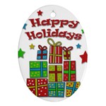 Happy Holidays - gifts and stars Oval Ornament (Two Sides)