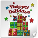 Happy Holidays - gifts and stars Canvas 16  x 16  