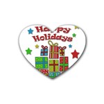 Happy Holidays - gifts and stars Heart Coaster (4 pack) 