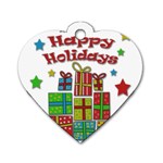 Happy Holidays - gifts and stars Dog Tag Heart (One Side)