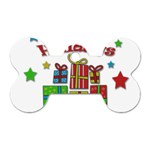 Happy Holidays - gifts and stars Dog Tag Bone (One Side)