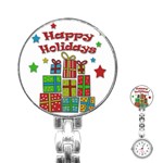 Happy Holidays - gifts and stars Stainless Steel Nurses Watch