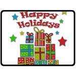 Happy Holidays - gifts and stars Double Sided Fleece Blanket (Large) 