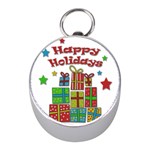 Happy Holidays - gifts and stars Mini Silver Compasses