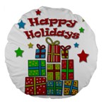 Happy Holidays - gifts and stars Large 18  Premium Flano Round Cushions
