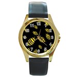 Decorative bees Round Gold Metal Watch