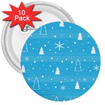 Blue Xmas 3  Buttons (10 pack) 