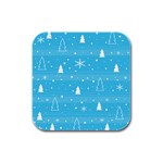 Blue Xmas Rubber Square Coaster (4 pack) 