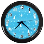 Blue Xmas Wall Clocks (Black)