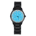 Blue Xmas Stainless Steel Round Watch