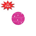 Magenta Xmas 1  Mini Buttons (10 pack) 