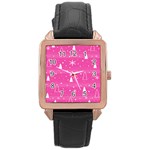 Magenta Xmas Rose Gold Leather Watch 