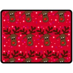 Reindeer Xmas pattern Fleece Blanket (Large) 