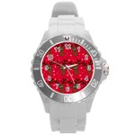 Reindeer Xmas pattern Round Plastic Sport Watch (L)