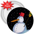 Lonely snowman 3  Buttons (10 pack) 