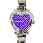 Bright Mod Pink Circles On Blue Heart Italian Charm Watch