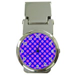 Bright Mod Pink Circles On Blue Money Clip Watches