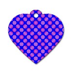 Bright Mod Pink Circles On Blue Dog Tag Heart (One Side)