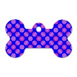 Bright Mod Pink Circles On Blue Dog Tag Bone (One Side)