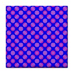 Bright Mod Pink Circles On Blue Tile Coasters