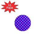 Bright Mod Pink Circles On Blue 1  Mini Magnet (10 pack) 