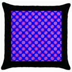 Bright Mod Pink Circles On Blue Throw Pillow Case (Black)