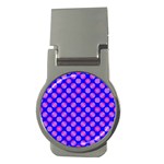 Bright Mod Pink Circles On Blue Money Clips (Round) 