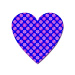 Bright Mod Pink Circles On Blue Heart Magnet