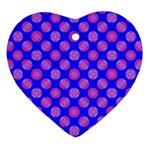 Bright Mod Pink Circles On Blue Heart Ornament (2 Sides)